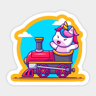 Cute Unicorn Ride On Train Sticker